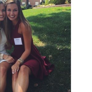 Red skater halter top dress